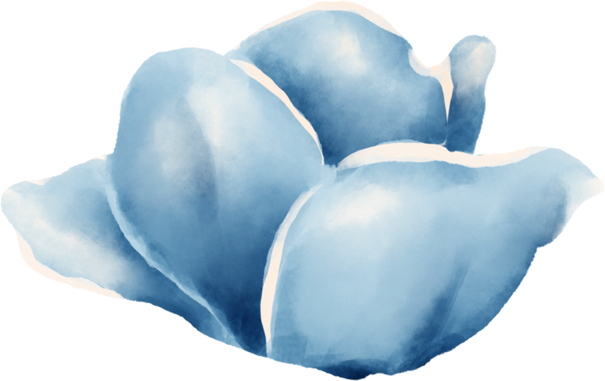 Watercolor Individual Blue Filler Flower